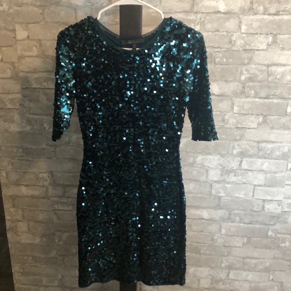 BCBG Maxaria short sleeve sequin dress